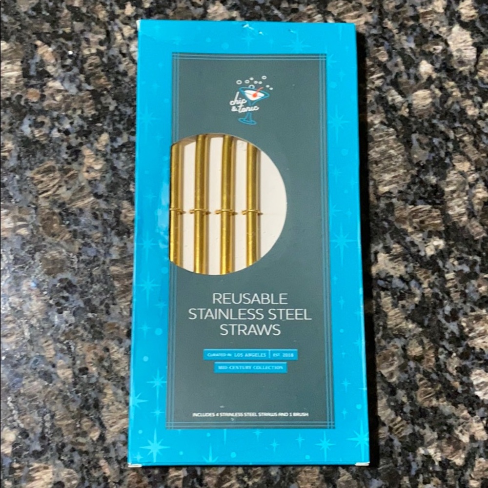 CHIC & TONIC REUSABLE STAINLESS STEEL GOLD STRAWS